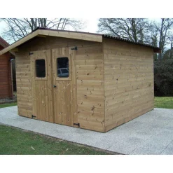 Clearance HABRITA Abri en bois massif THE 342 x 302 x 235 cm livré