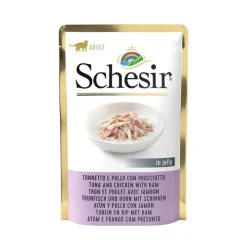 Best SCHESIR Aliment humide pour chat thon et poulet avec jambon sachet en gelée - 85 g