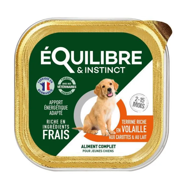 New EQUILIBRE ET INSTINCT Aliment humide pour chiot en barquette de 150 g