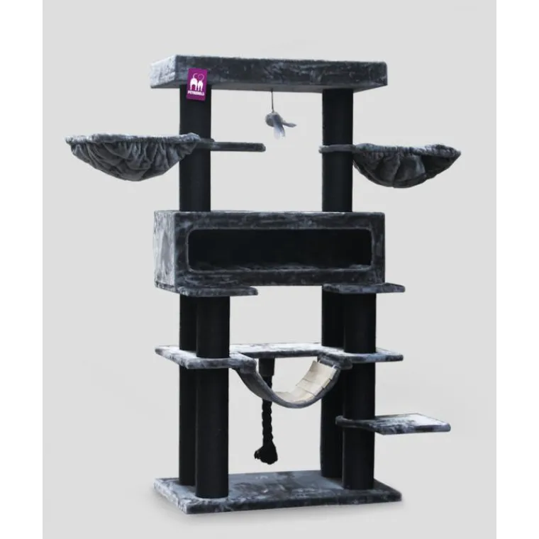 New PETREBELS Arbre à chat coloris noir Lookout 198 - 100 x 60 x 198 cm