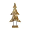 Arbre de Noël en bois de teck naturel sur pied - 58 x 18 x 118 cm