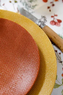 Hot Assiette à dessert Vesuvio coloris orange en grès - Ø 21 cm