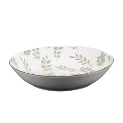 Discount BASTIDE Assiette calotte en porcelaine blanche avec motifs printaniers verts Episia - Ø 20 cm