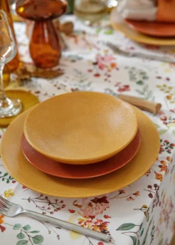 Discount Assiette plate coloris jaune en grès Vésuvio - Ø 27 cm