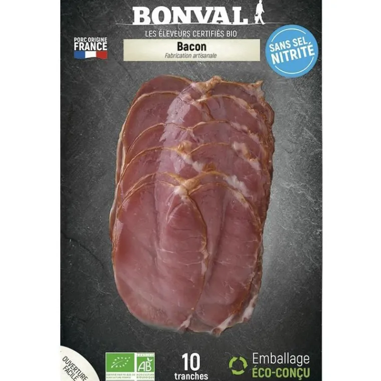 Outlet BONVAL Bacon sans sel nitrité 10 tranches - 100 g