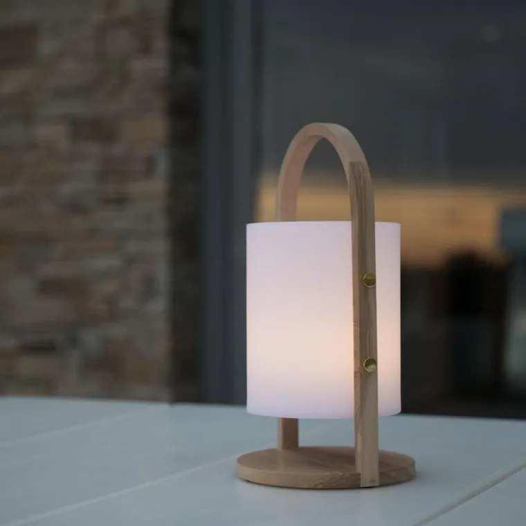 Hot LUMISKY Baladeuse lumineuse avec anse en bois Ø 16,5 x 37 cm