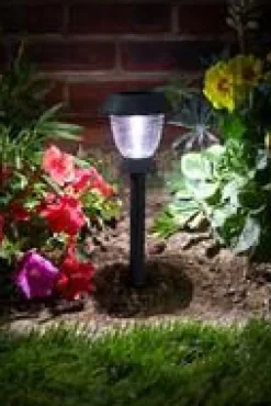 SMART GARDEN Balise solaire Triton en métal noir et verre à LED 10 lumens