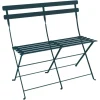 Discount FERMOB Banquette bistro 2 places coloris bleu en acier - 88 x 29 cm