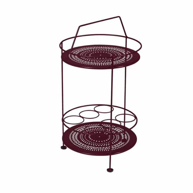 Best FERMOB Bar portatif plateau perforé coloris rouge en acier - Ø 40 cm