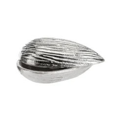 Clearance Boîte décorative forme amande en aluminium argent grand modèle - 15 x 9 x 6 cm