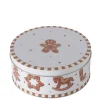 BOLTZE Boîte de stockage blanche à motif biscuits de Noël en métal Ginger - Ø 16 x H 7 cm
