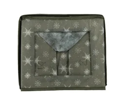 Discount KAEMINGK Boîte pour rangement de boules en polyester vert avec flocons blancs taille L - 32 x 26,5 x 26,5 cm