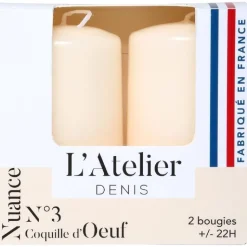Outlet L'ATELIER DENIS Bougie cylindrique ivoire L’Atelier de Denis - Le pack de 2