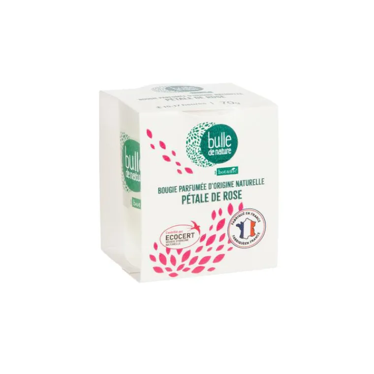 Hot BULLE DE NATURE Bougie parfumée senteur pétale de rose contrôlée par Ecocert Greenlife par botanic® - 70 g