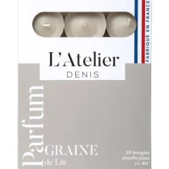 Hot L'ATELIER DENIS Bougies chauffe-plats beige parfum graine de lin L’Atelier de Denis - L’étui de 24