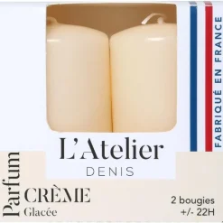 Sale L'ATELIER DENIS Bougies cylindriques ivoire parfum crème glacée L’Atelier de Denis - L’étui de 2