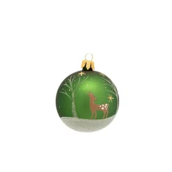 Boule décorative coloris vert en verre tradi - Ø 7 cm