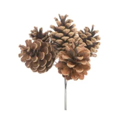 Hot Bouquet de 5 pommes de pin tigées naturelles pour décoration de Noël