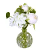 Online ART FLORAL Bouquet de fleurs artificielles crème avec vase en verre - 24 cm
