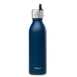Clearance QWETCH Bouteille isotherme en inox recyclé coloris bleu marine avec bouchon sport Active Matt - 600 ml