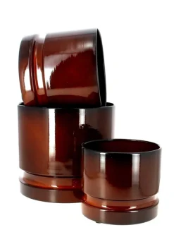 Sale Cache-pot coloris marron en zinc woodlog - Ø 31 cm x 27 cm