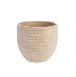 Sale Cache-pot en céramique marron Sulco – 20 x 18 cm