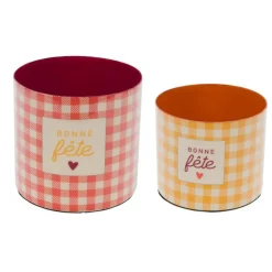 New CADES DESIGN Cache-pot en métal Bonne Fête taille 1 - Ø 12 x H 11 cm