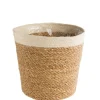 Sale DECOSTYL Cache-pot vannerie naturelle avec rebord blanc coloris beige - 24 x 22,5 x 18 cm