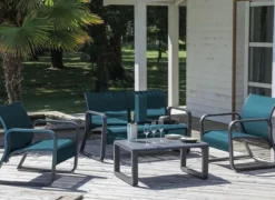 Discount Canapé lounge aluminium graphite/bleu, PROLOISIRS quenza II