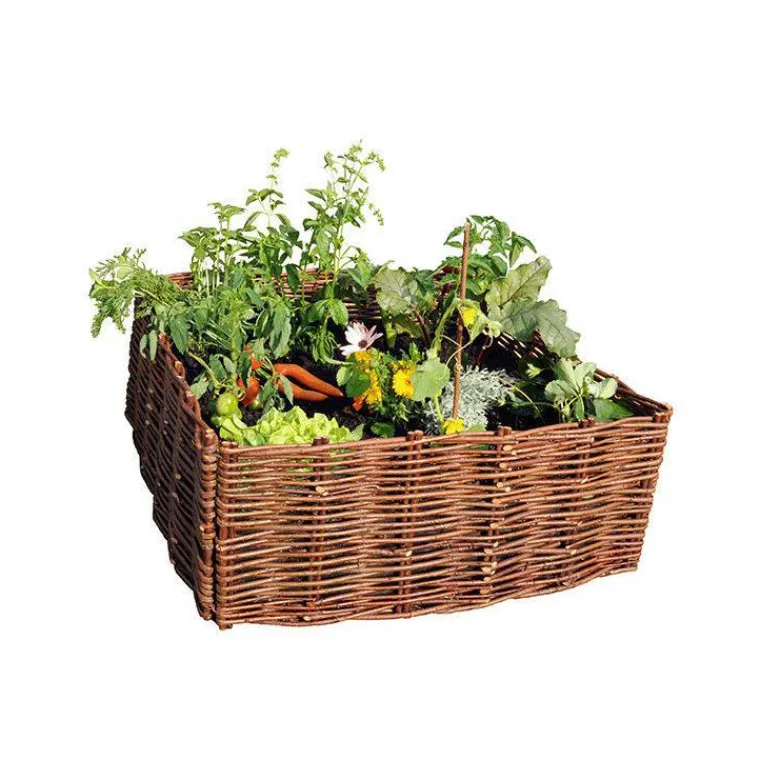 New SILVACANE Carré potager en osier brun 100x100 cm