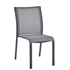 New Chaise de jardin coloris gris en aluminium et textilène Carlina - 60 x 48 x 87 cm