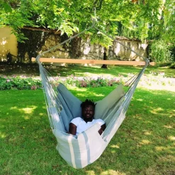 Best JOBEK Chaise hamac coloris anthracite taupe certifié FSC® XXL Hamac Konfort - 225 x 130 cm