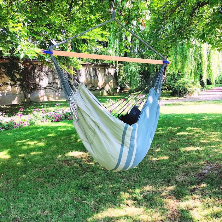 Best JOBEK Chaise hamac coloris anthracite taupe certifié FSC® XXL Hamac Konfort - 225 x 130 cm