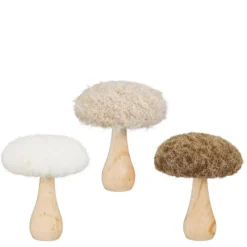 Sale EDELMAN Champignon décoratif pied en bois et chapeau textile - Ø 11 x H 13 cm