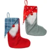 Hot BOLTZE Chaussette de Noël père Noël en textile coloré Helge - 30 x 2 x 37 cm