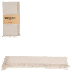 Discount EDELMAN Chemin de table en coton beige Villia - 180 x 45 cm
