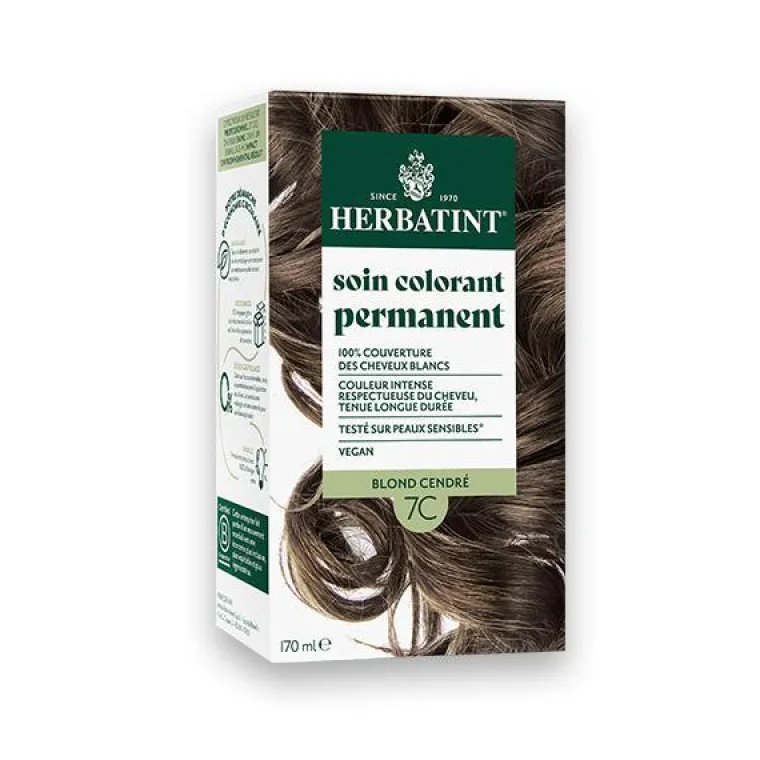 Clearance HERBATINT Coloration permanente pour cheveux blond cendré 7C aux extraits végétaux biologiques vegan - 170 ml