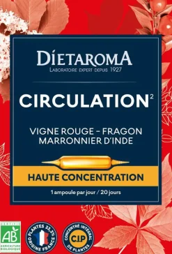 Clearance DIETAROMA Complément alimentaire vigne rouge, fragon, marronnier d'Inde CIP bio circulation - 20 ampoules x 10 ml
