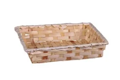 Outlet CAV SERVICE Corbeille Rihana rectangulaire en bambou naturel - 24 x 18 x 5 cm