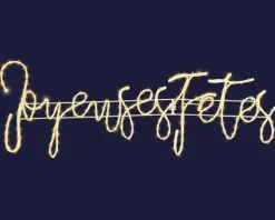 Outlet BLACHÈRE ILLUMINATION Cordon lumineux Joyeuses Fêtes à 242 micro-LED blanc chaud et câble argent - 107 x 36 cm