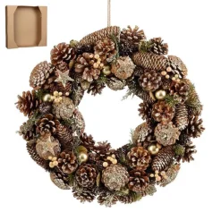 Sale EDELMAN Couronne sapin et pommes de pin dorée Brant - Ø 45 x H 9 cm