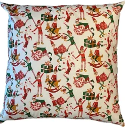 Outlet SAFECO Coussin carré blanc en coton à motifs rouges et verts Farceur - 45 x 45 cm