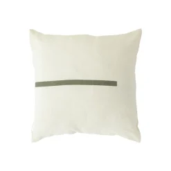 Sale Coussin carré en coton blanc décor ligne verte - 40 x 40 cm