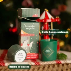 Best MY JOLIE CANDLE Cracker surprise bougie et bombe de douche senteur sapin Noël 2025 – 5,7 x 5,7 x 7 cm