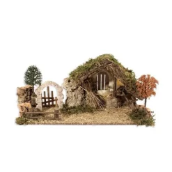 Clearance BERTONI Crèche Vide avec Arc et Arbres 55x25x20 cm Bois Multicolore
