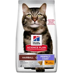Outlet HILL'S Croquettes pour chat adulte de 1 an et + au poulet boules de poils Science Plan Feline Hairball & Perfect Coat - 3 kg