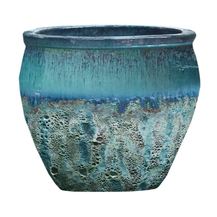 Clearance DECOLINES Cuvier en grès émaillé old amande Leon - Ø 40 x H 39 cm