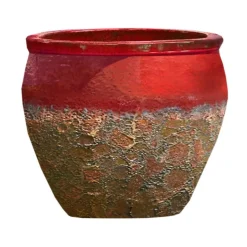 Best DECOLINES Cuvier en grès émaillé old rouge Leon - Ø 29 x H 26 cm