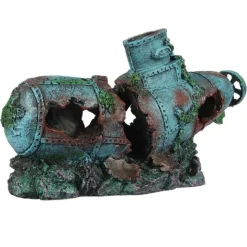 Outlet EUROPET Décor d'aquarium en petit sous-marin coloris multicolore en résine de polyester - 29 x 8,5 x 14,5 cm
