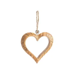 Clearance Décoration à suspendre cœur en bois naturel - Ø 10 cm